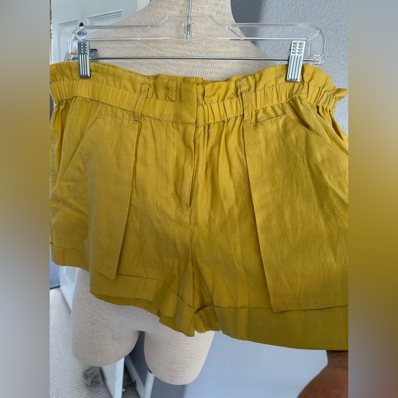 BCBGMaxAzria High Waist Mustard Shorts, size large - Picture 3 of 9
